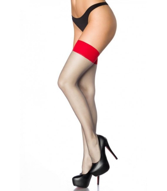 Stockings mit Naht weiß/rot - AT11422
