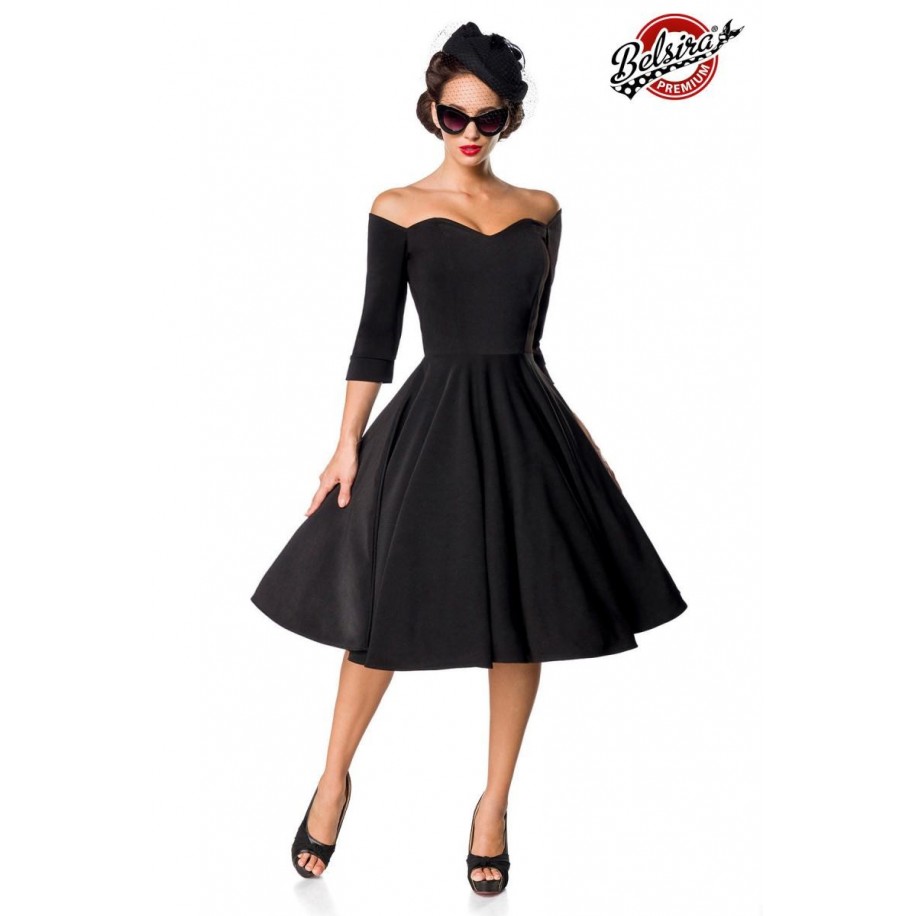 Belsira Premium Vintage Swing-Kleid schwarz - AT50122