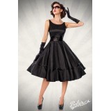 Belsira Premium Swing-Satinkleid schwarz - AT50125