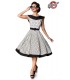 Belsira Premium Vintage Swing-Kleid weiß/schwarz - AT50124