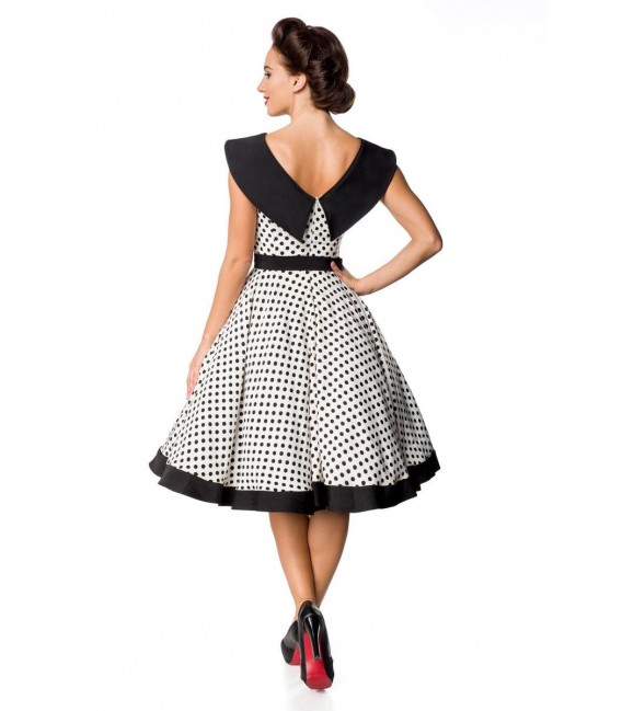 Belsira Premium Vintage Swing-Kleid weiß/schwarz - AT50124