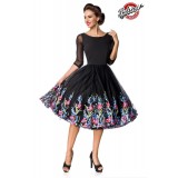 Belsira Premium besticktes Swing-Kleid schwarz - AT50126