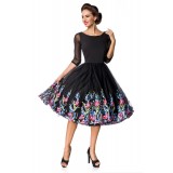 Belsira Premium besticktes Swing-Kleid schwarz - AT50126