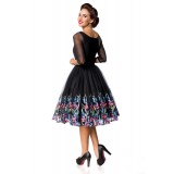 Belsira Premium besticktes Swing-Kleid schwarz - AT50126