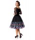 Belsira Premium besticktes Swing-Kleid schwarz - AT50126