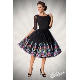 Belsira Premium besticktes Swing-Kleid schwarz - AT50126