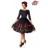 besticktes Premium Vintage Swingkleid schwarz - AT50148