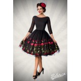 besticktes Premium Vintage Swingkleid schwarz - AT50148