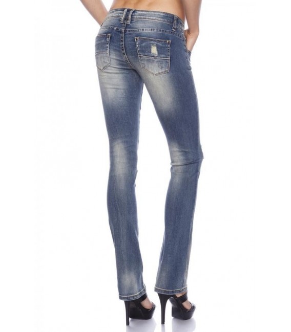 Jeans mit Strasssteinen blau - AT13512 - Bild 4
