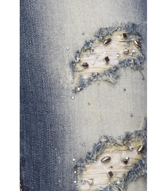 Jeans mit Strasssteinen blau - AT13512 - Bild 5