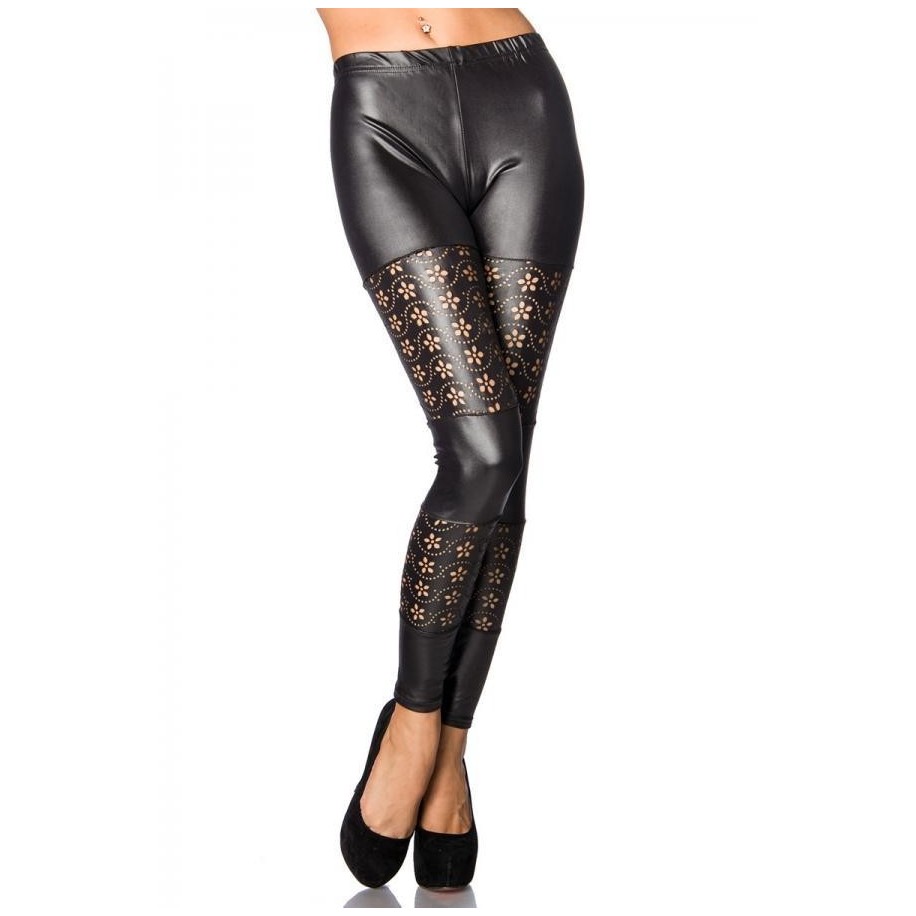 Leggings mit Lochmuster schwarz - AT13739 - Bild 1