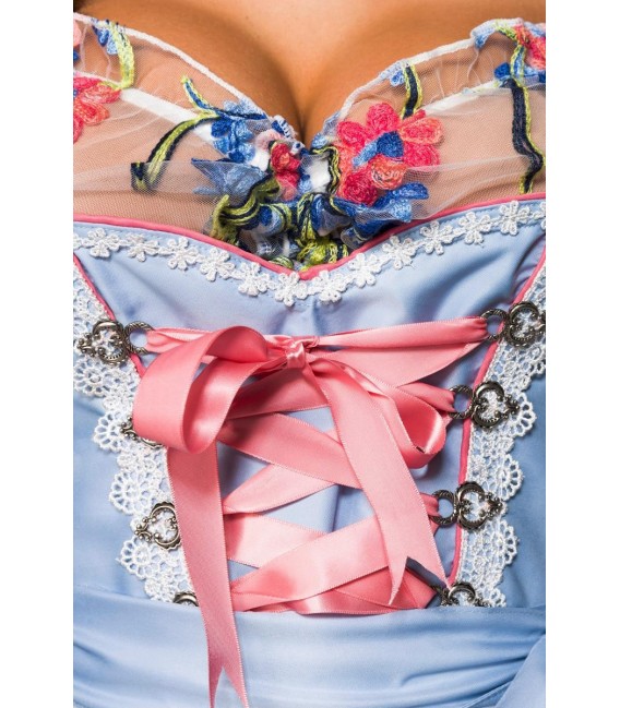 Romantisches Dirndl inkl. Spitzenbluse blau/rosa/weiß - AT70050 - Bild 4