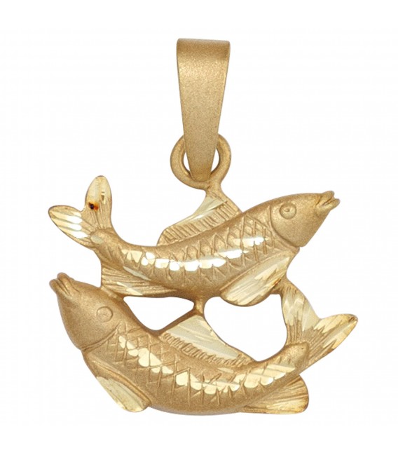 Anhänger Sternzeichen Fische 925 Sterling Silber gold vergoldet matt - Bild 1