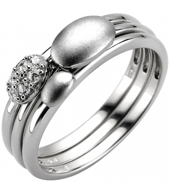 Damen Ring 3-teilig 925 Sterling Silber 6 Zirkonia Silberring - Bild 1