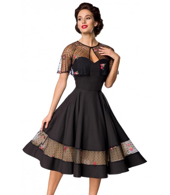 Vintage-Kleid mit Cape schwarz - AT50203 - Bild 2