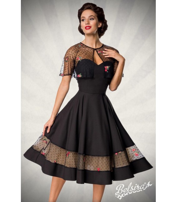 Vintage-Kleid mit Cape schwarz - AT50203 - Bild 7