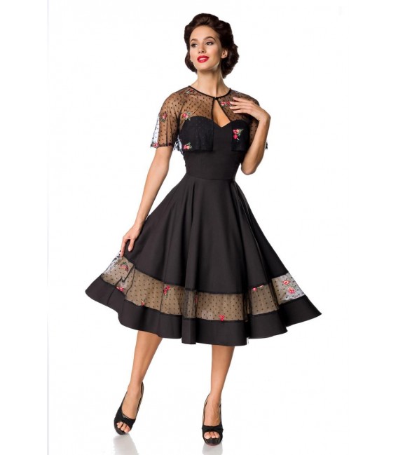 Vintage-Kleid mit Cape schwarz - AT50203 - Bild 8